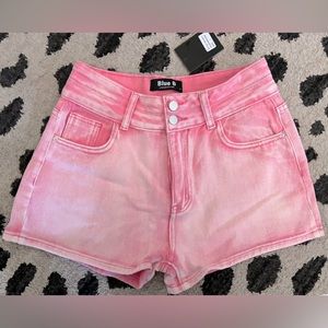Blue B, pink denim shorts, size Large